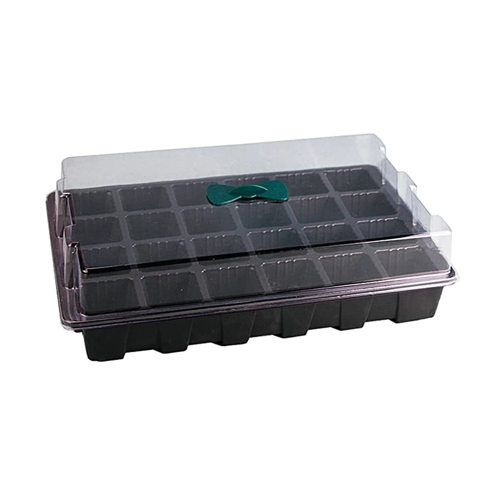Set of 3 Trays for Semina with 24 Cells, Plastic Jar for Flowers and Plants, Semina Kit with Cover, Garden Growing Container