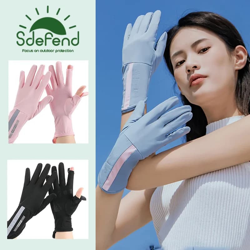 Guanti Estivi in Seta Ghiaccio con Protezione Solare UV, Traspiranti, Antiscivolo, Touch Screen per Guida e Ciclismo all'Aperto