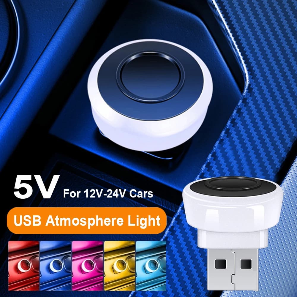 5V USB Mini LED Environmental Light RGB Car Indoor Light Plug & Play Night Light White Pink Red Light