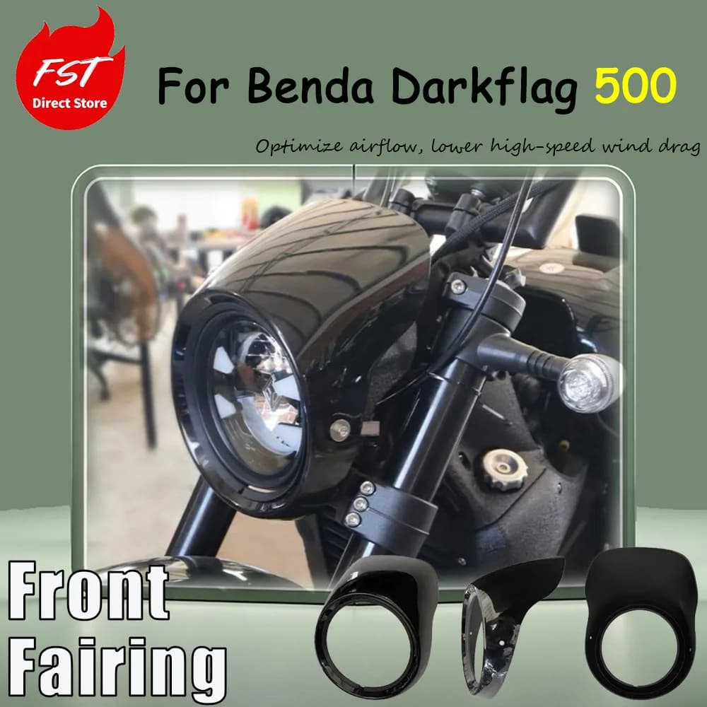 For Benda Darkflag 500 modification accessories: original headlight cover, retro front windshield diffuser cover