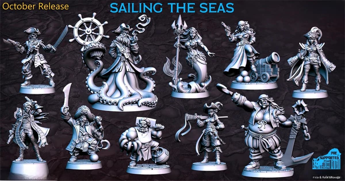 Miniatura per Giochi da Tavolo e di Ruolo: Pirata, Scheletro, Polpo, Ladro, Nano, Sirena, Drago - Modellino per Giochi di Scacchi e da Tavolo