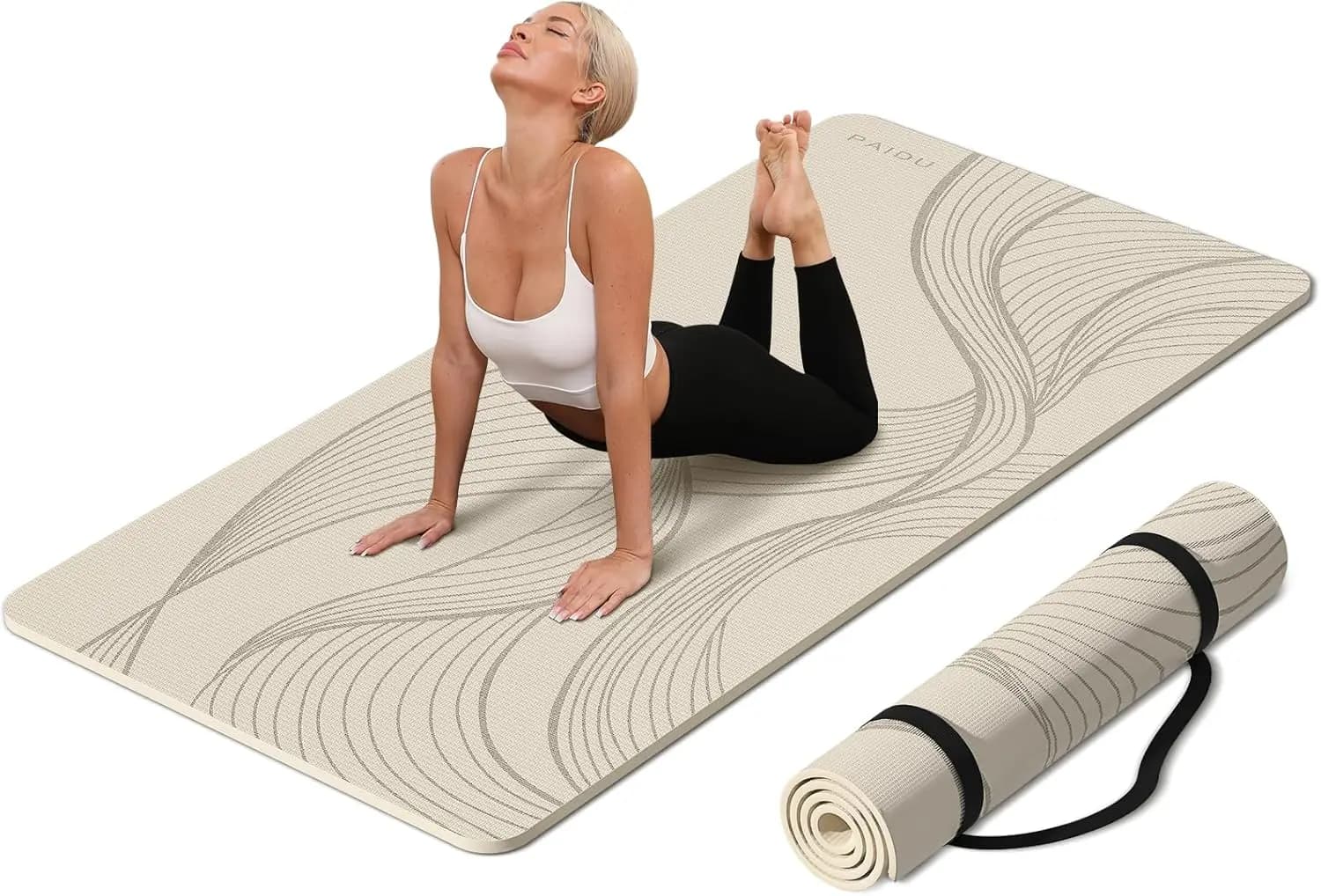 Extra Largo Yoga Mat and Thickness, 72'x36'x0.4', Stretching Anti-Slip, Gym, Home Training