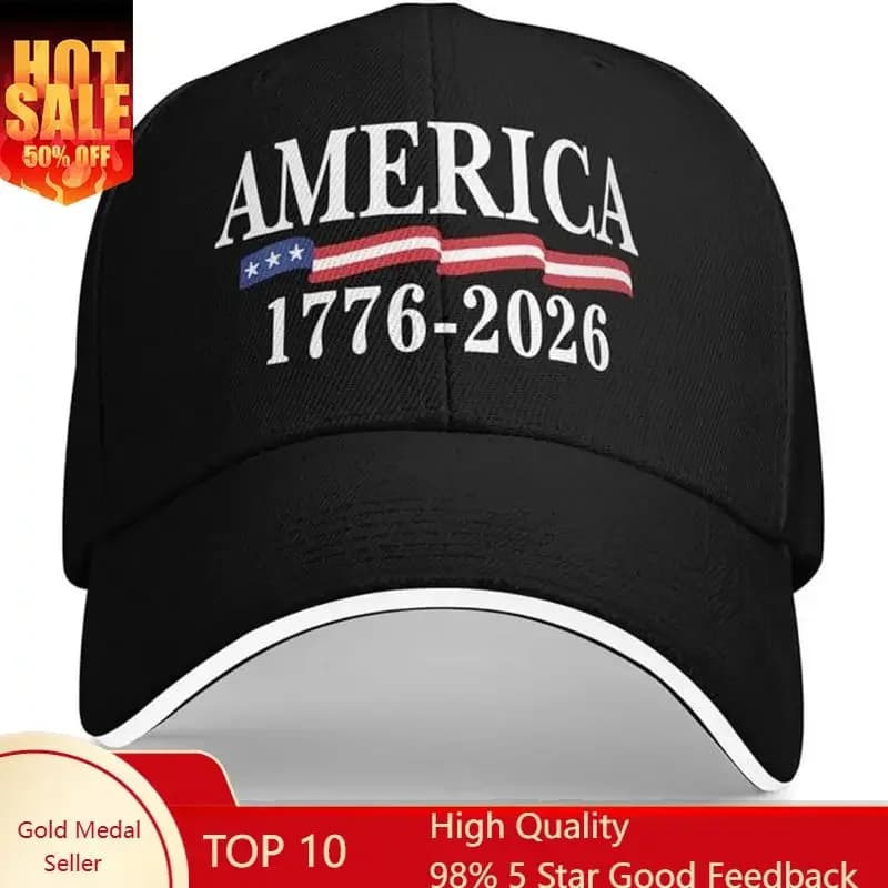 Cappello per il 250° Anniversario degli Stati Uniti 1776-2026 - Berretto da Baseball con Motivo Geometrico - Cappello Unisex Regolabile con Visiera Piatta per Uomo