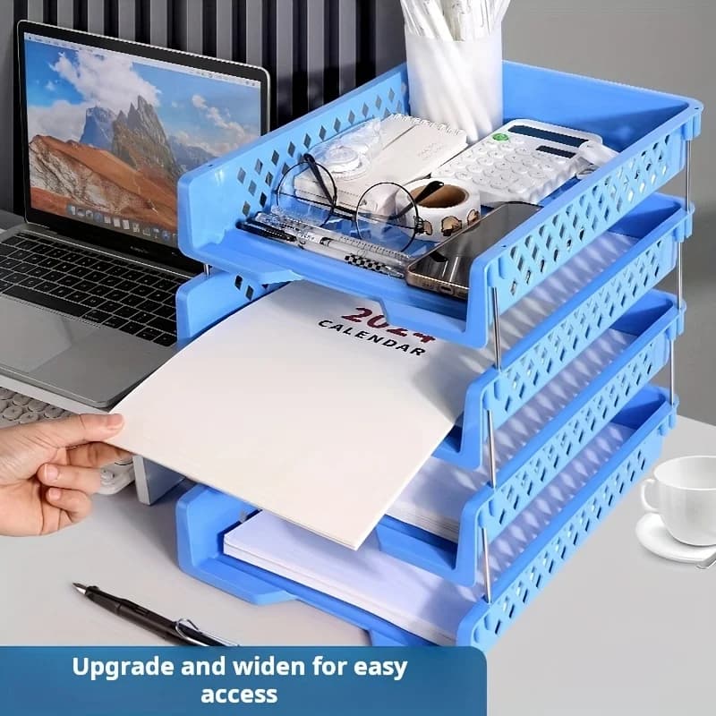 Scatola portaoggetti da scaffale per desktop da ufficio per documenti A4, organizer per cornici di file multistrato e portadocumenti di classificazione
