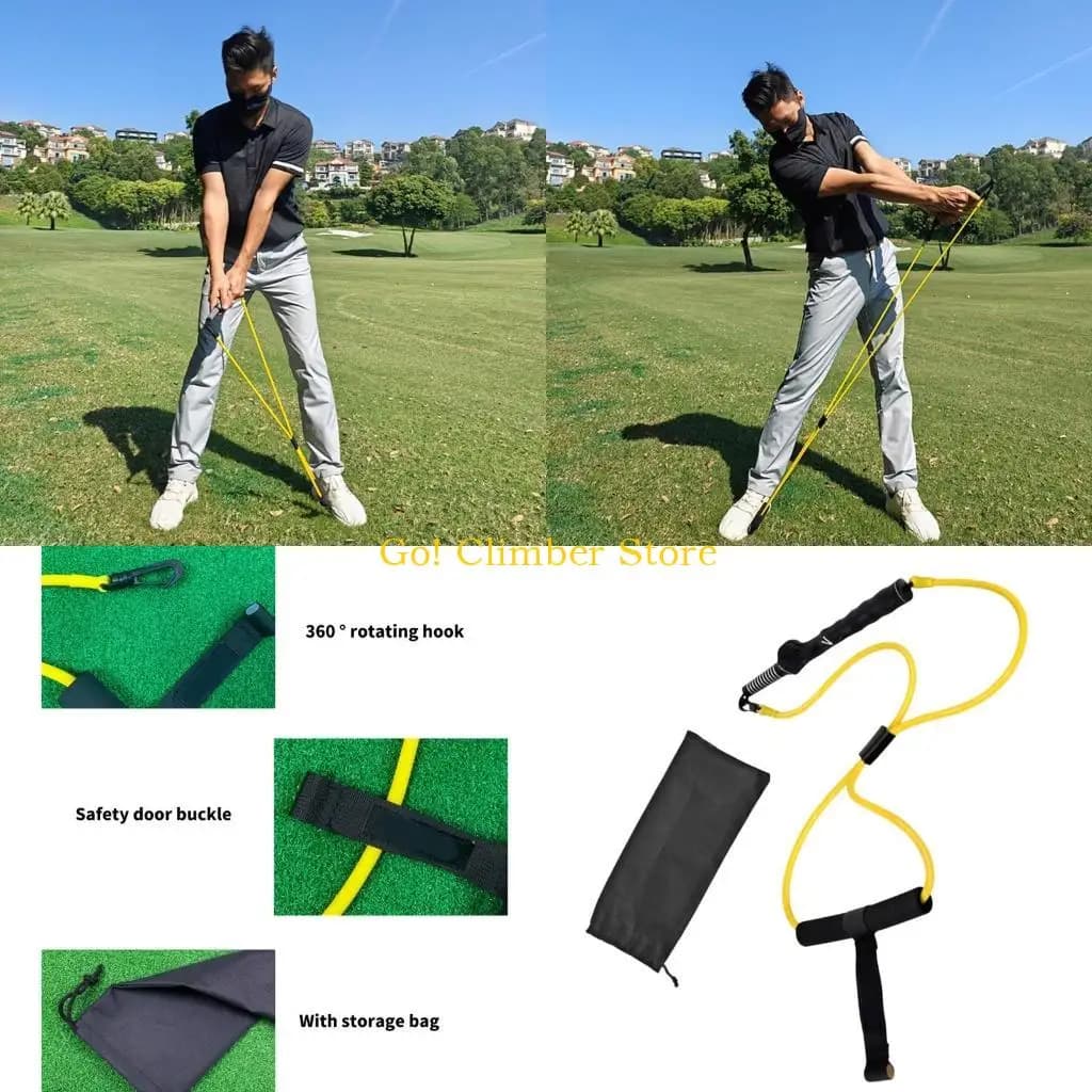 Q84C Golf swing training wheel Exercises Elastic rope rope pulling rod Easy to use