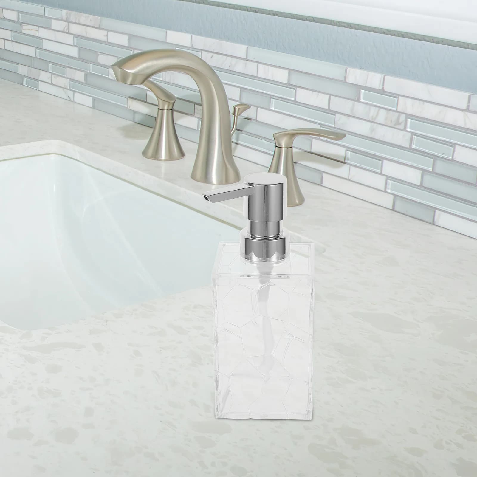 Dispenser di sapone in acrilico trasparente da 320 ml con dispenser di sapone ricaricabile per bagno, cucina, dormitorio