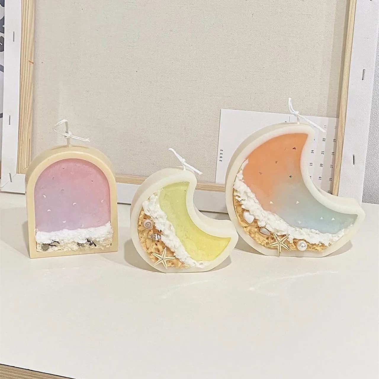 Fish Tank Moon Shape Candle Molds Silicone Plaster Epoxy Resin Mold Decorative Handmade Xmas Silicone Mold