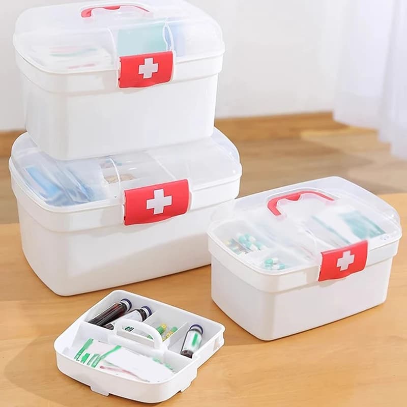 Medicine Storage Box Portable Large Capacity Medicine Kit Family Hand First Aid Chest Simple Travel Emergency Box