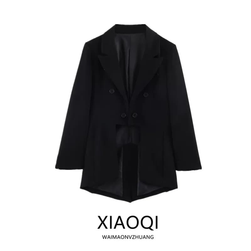 Asymmetric Long Sleeve Suit Jacket Women's Fashion Spring Summer New Arrival Loose Fit Double Breasted Commuter Style Outerwear
