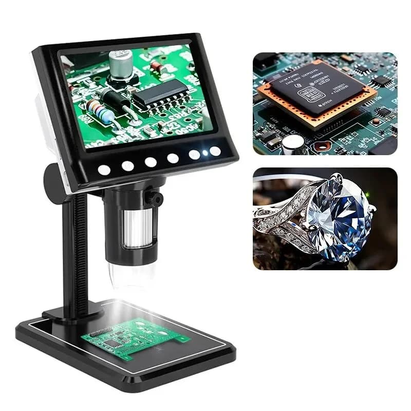 2024 nuovo microscopio digitale LCD da 4.3 pollici microscopio a saldatura 40-1000X per monete di errore Micro microscopio USB con supporto alto a 8 LED