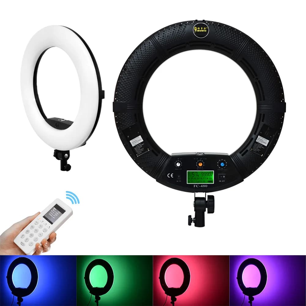 Kit lampada ad anello professionale RGB 45cm con treppiede 2700K-9990K Yidoblo FC-480 18 pollici 96W RGB luci Video Studio fotografico