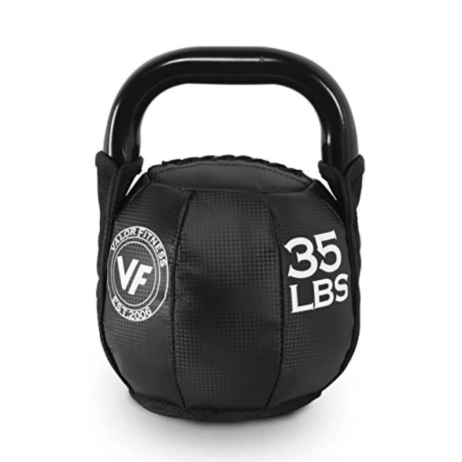 Kettlebell per Allenamento a Casa: Pesi Morbidi Riempiti di Sabbia in Tessuto Nero Resistente con Doppie Graduazioni in LB/KG per Forza e
