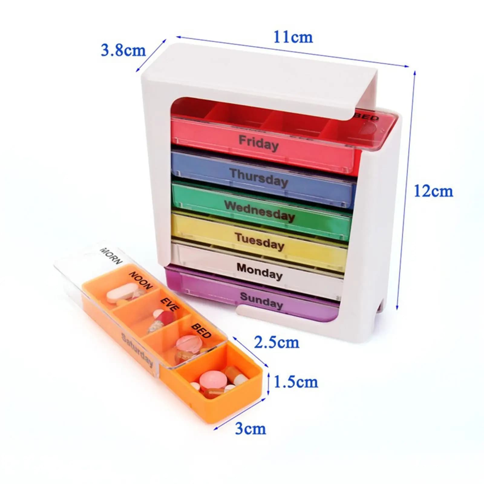Organizzatore di Pillole da Viaggio, Portapillole Settimanale con 28 Scomparti, Contenitore in Plastica per Vitamine, Integratori e Uso Quotidiano