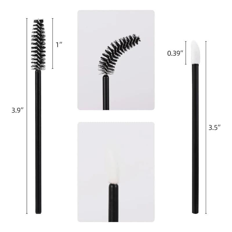 100 Pieces Brushes for Mascara and Brushes for Lip, Disposable Brushes for Eyelashes, Lip Tester, Makeup Tool (Black)
