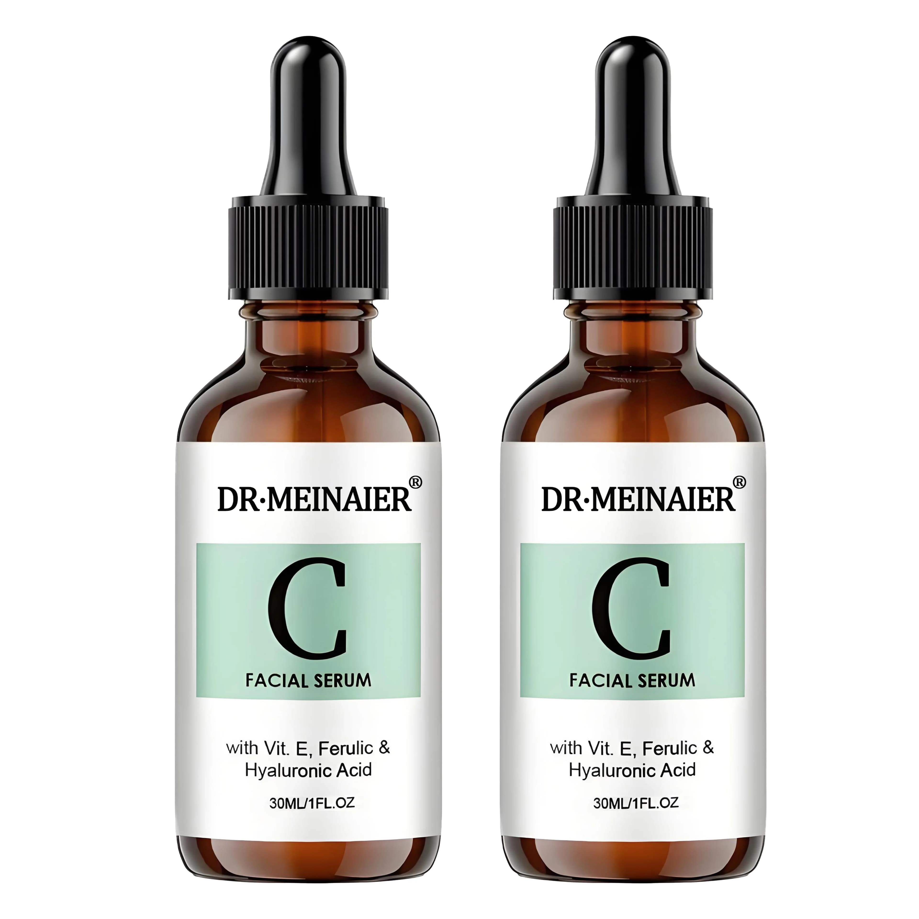 Liquid vitamin C essence (100 % pure L-ascorbic acid, ferulic acid, vitamin E and hyaluronic acid), suitable for face and eyes, 2 pieces