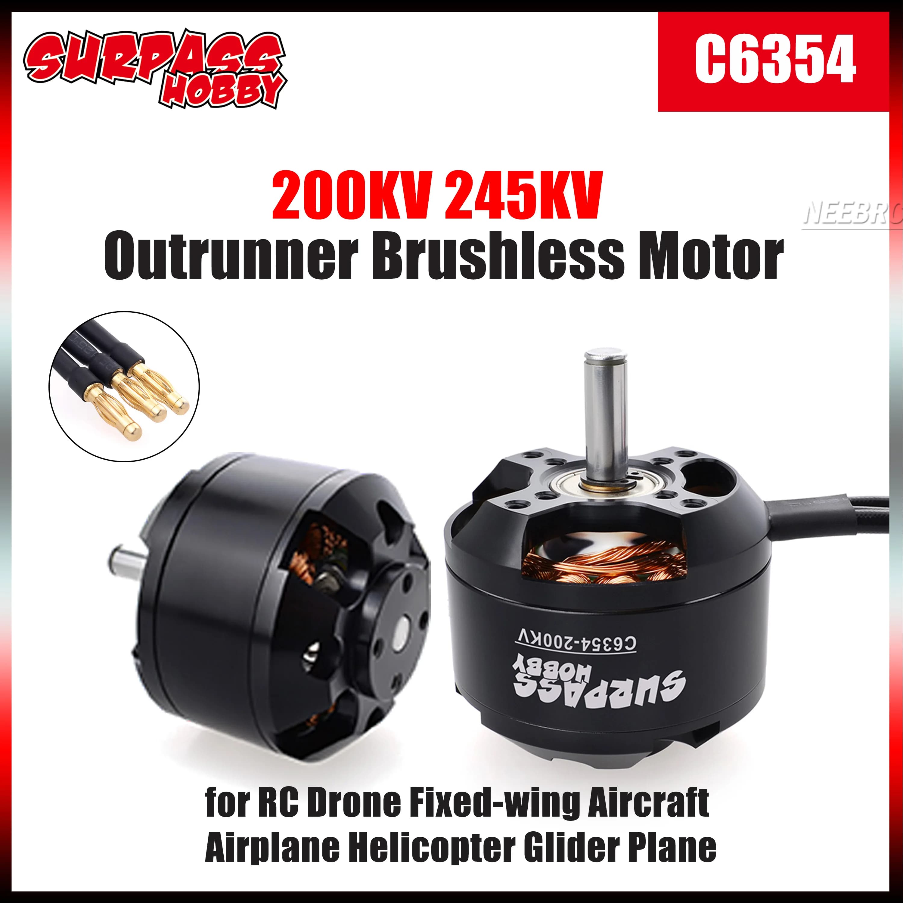 Motore Brushless SURPASS HOBBY C6354 200KV 245KV per Droni RC, Aerei ad Ala Fissa, Elicotteri, Alianti e Modellini