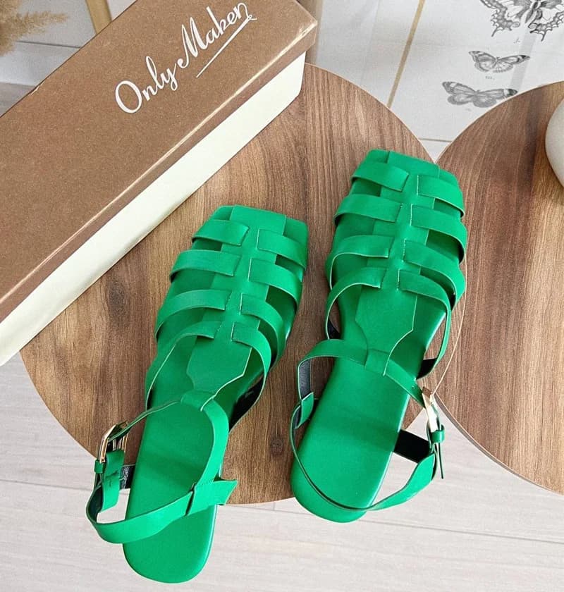 Onlymaker sandali piatti da donna di marca Casual morbidi sandali estivi fatti a mano di grandi dimensioni femminili romani