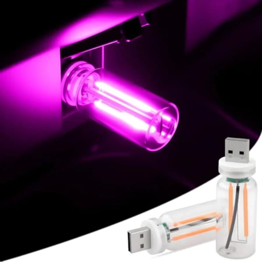 2 PCS Car USB Lights, Plug-in Retro Car Atmosphere Lamp with Touch Dimmable, Portable Mini Glass Bottle LED Bulb Night Lights f