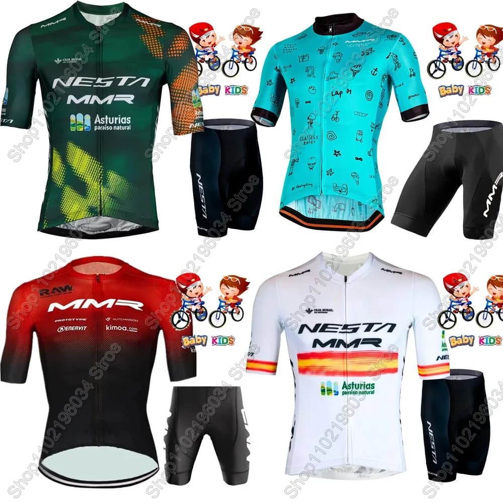 Children MMR 2025 SpainSweet Cycling Jersey Set Boyfriend Girls Cycling Asturias Clothing Children Road Bike Shirt Cycling pants Ropa