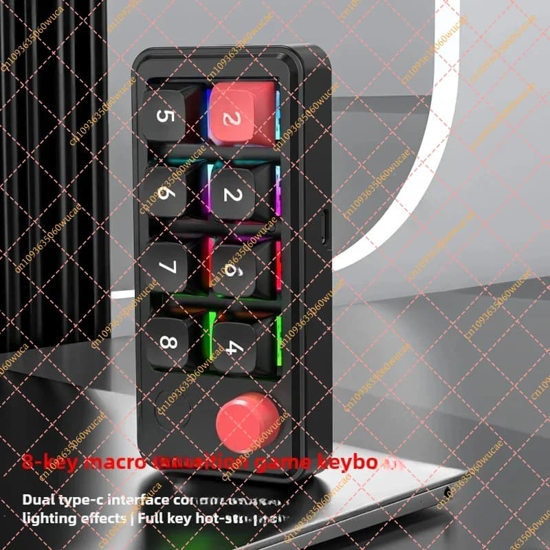 Tastiera Meccanica da Gaming a 8 Tasti - RGB Hot Swap Programmabile, Tastierino a Una Mano per FPS/MOBA, Fornitura Diretta dalla Fabbrica