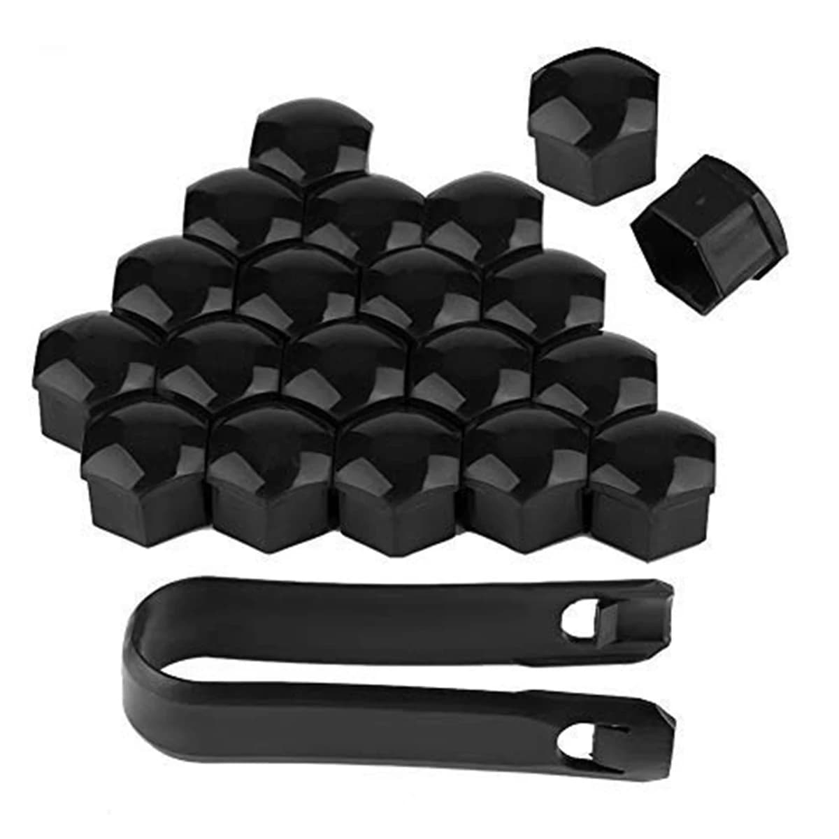 20 Pz Auto Wheel Lug Dado Covers Bolt Caps 17/19/21mm Anti-Ruggine Powder Black Hexagonal Auto Hub of Pneumatic Screws External Protection Cars
