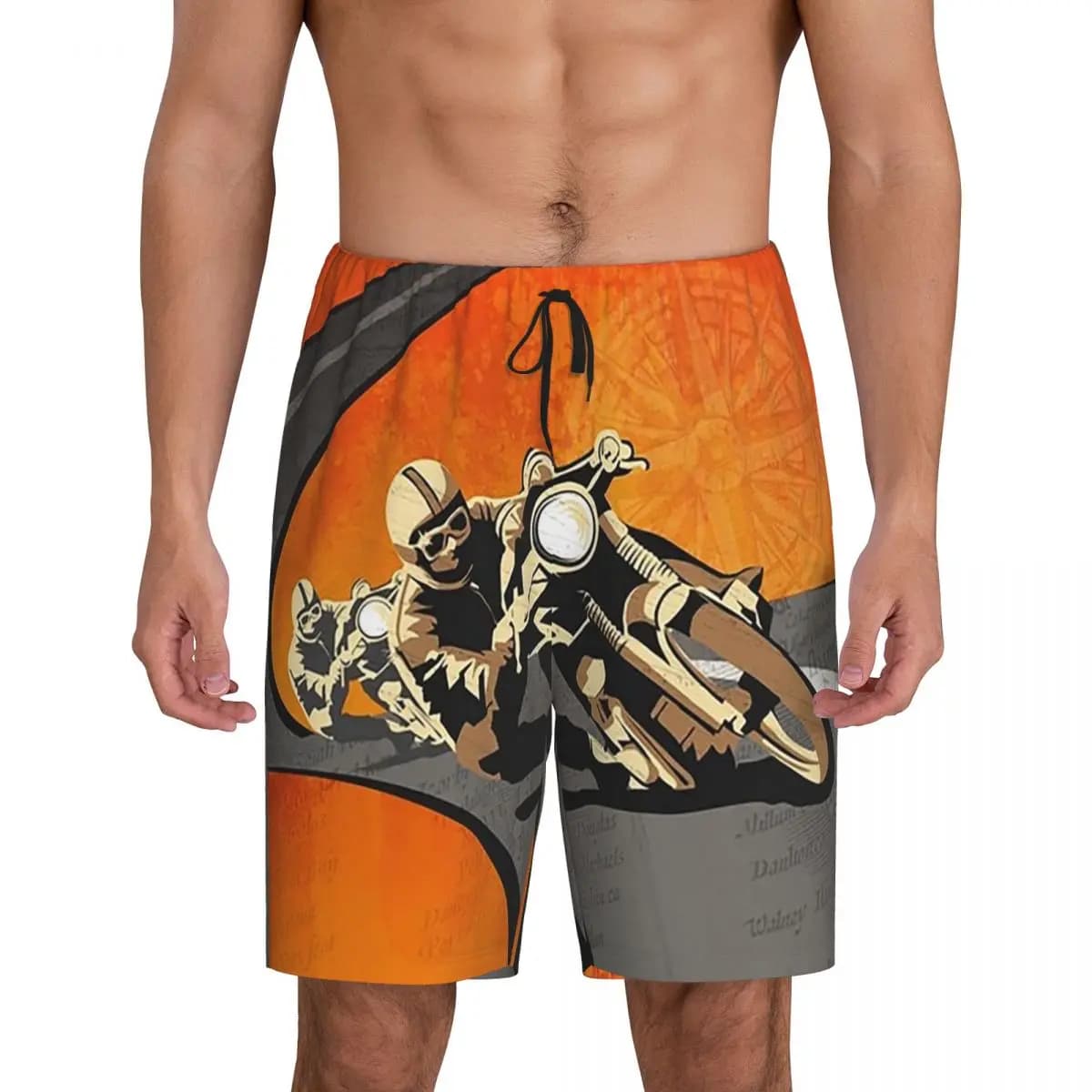Custom Motorcycle Races Isle Of Man TT Short Pajama Pants Men Sleepwear Sleep Lounge Bottom Shorts Sleeping Pants