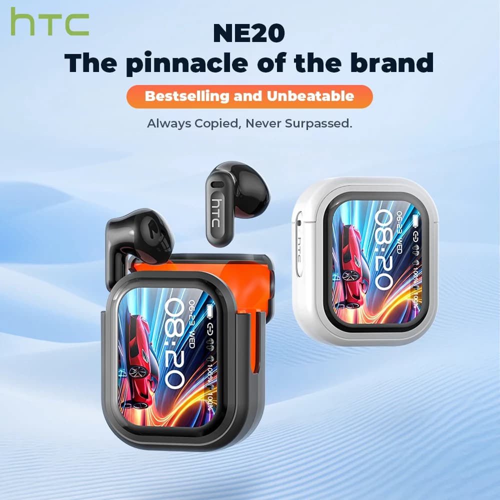 Auricolari Traduttori di Lingue 2026 HTC NE20, 6 in 1, per iOS e Android, 60 Ore di Autonomia, per Viaggi d'Affari e Riunioni, con Display LCD Touch