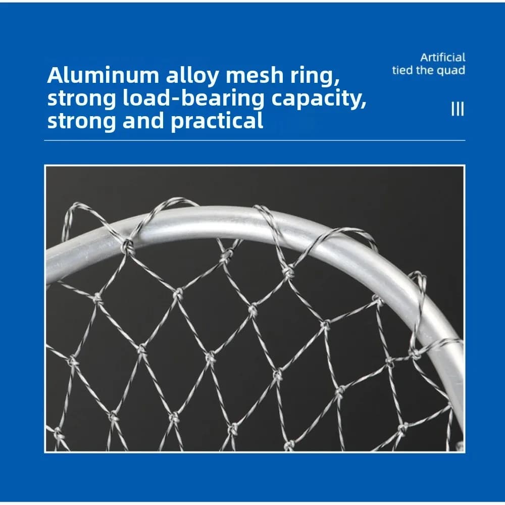 Mesh Fabric Fishing Net Mesh 30cm Square Anti-hook Fishing Catching Basket Large Capacity Alloy Material Fishing Landing Net