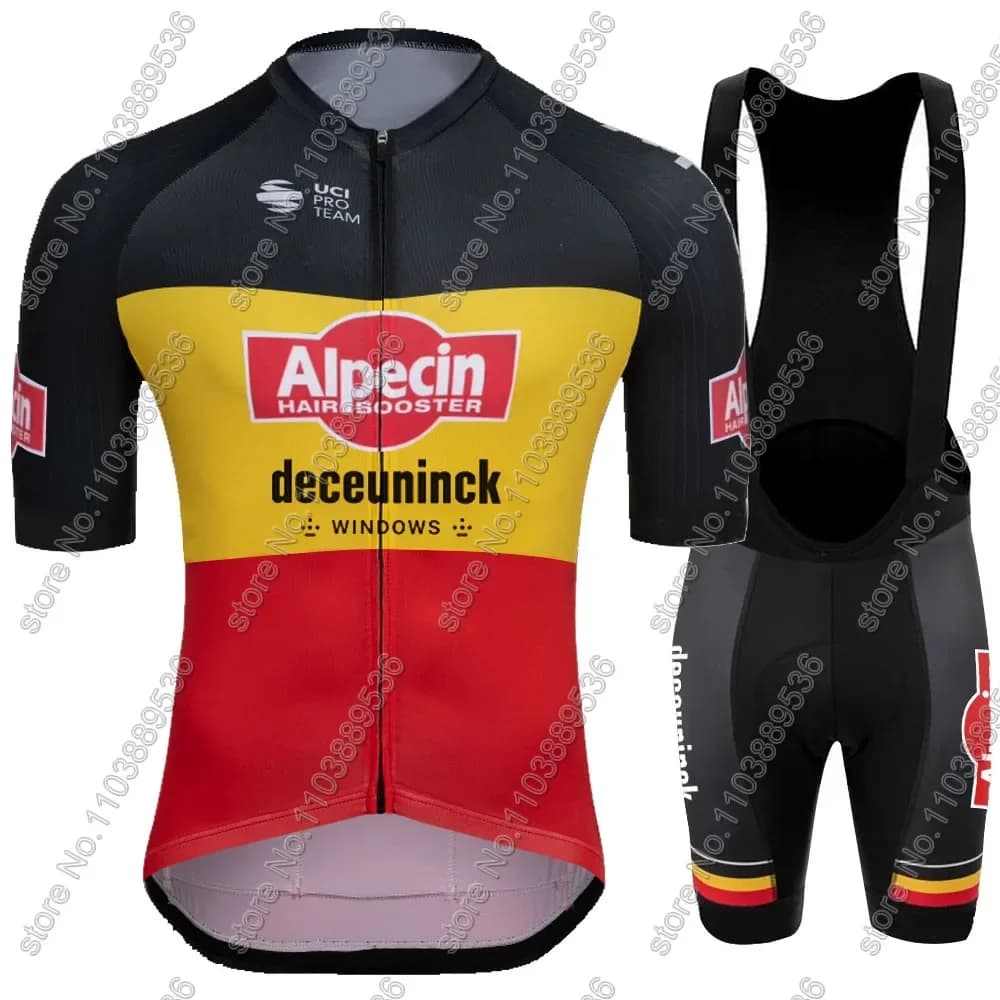 Belgium Alpecin Deceuninck Cycling Jersey 2025 Set Short Sleeve Clothing Men Road Bike Shirts Suit Bicycle Bib Shorts Maillot