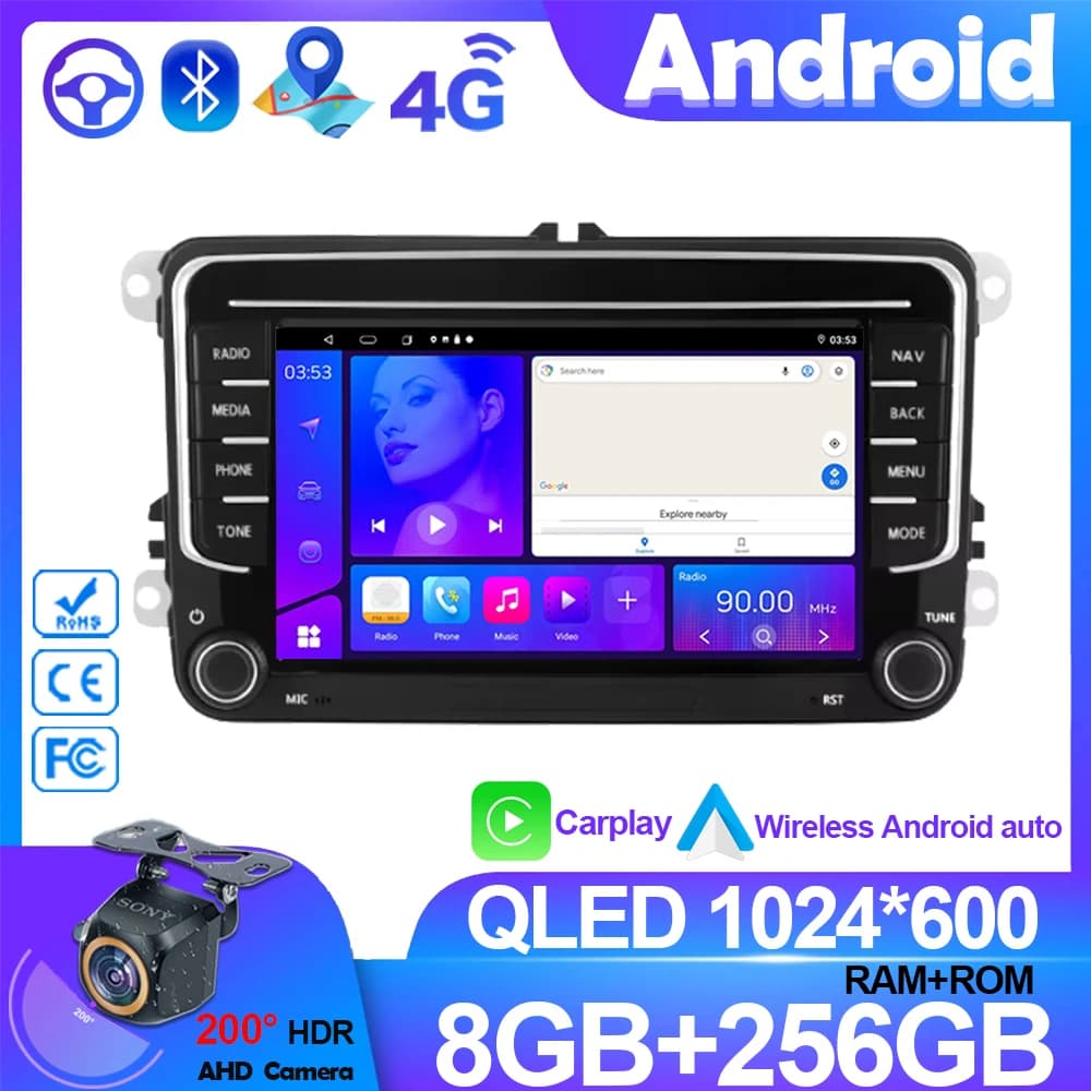 Lettore multimediale Android 15 per VW Volkswagen Passat B7 B6 CC Golf 5 6 Touran Polo Tiguan Jetta Skoda Carplay Autoradio GPS RDS