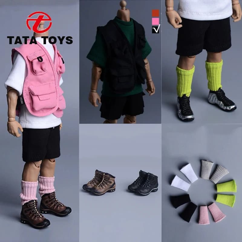 1/12 Scale male casual vest sports leg warmers hiking boots model fit 6'' action figure body model doll