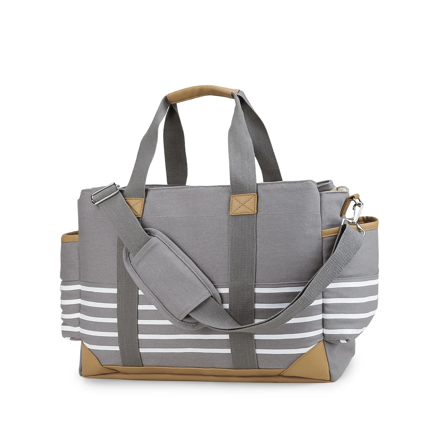 Canvas mom bag, single-shoulder hand-carry baby travel storage bag, simple and large capacity, suitable for hanging strollers