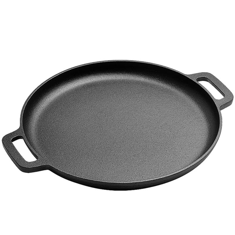 Pentola per pizza Pentola per pizza in ghisa Pentola per pizza in acciaio con manici Pietra profonda per forno o piastra per gas, 33x33 cm