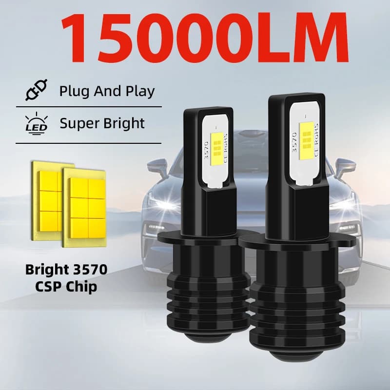 Kit di conversione lampadine fendinebbia LED H3 (2 pezzi) super luminose Canbus 6000K, luce diurna DRL super bianca