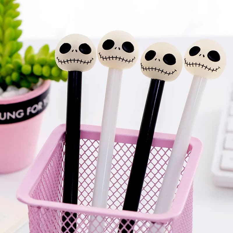 12 pezzi di Halloween Day Skull Look Divertente studente Penna neutra Cancelleria Premi regalo di Halloween
