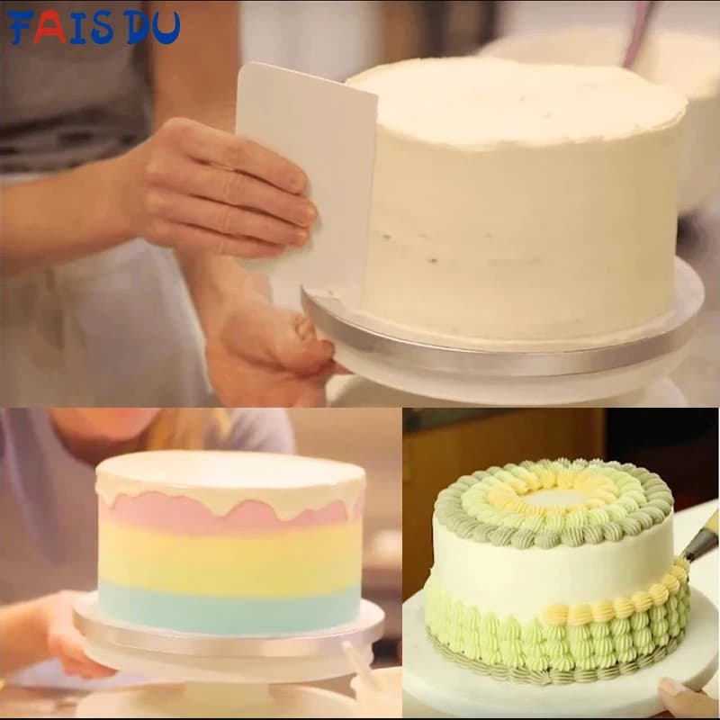 FAIS du6pz/Set giradischi per torta in plastica torta rotante pasta di plastica decorazione per pasticceria supporto giradischi fai da te Pan cucina strumento di cottura