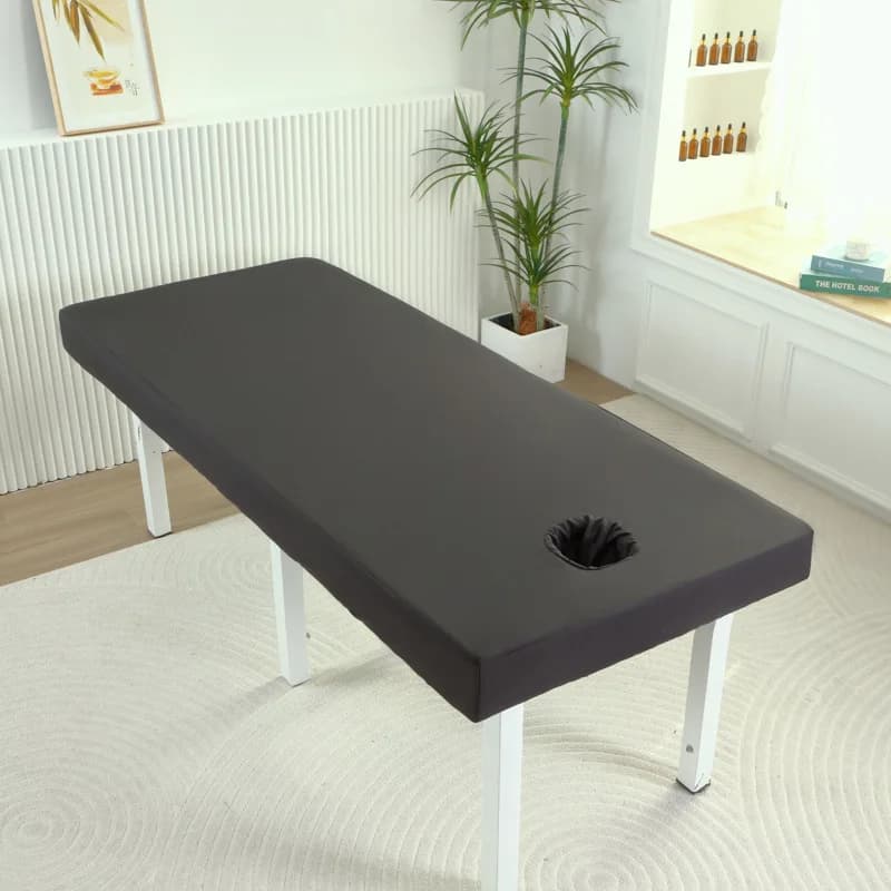 Copriletto solido per salone di bellezza Lenzuolo con angoli in cotone delicato sulla pelle per lettino per salone di massaggio SPA con fori