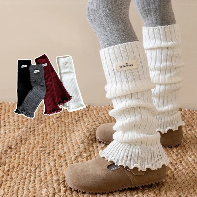 Calze scaldacollo Lolita, coprigambe caldi lavorati a maglia per ragazze, calze impilabili all'uncinetto calde autunnali da donna, copriscarpe