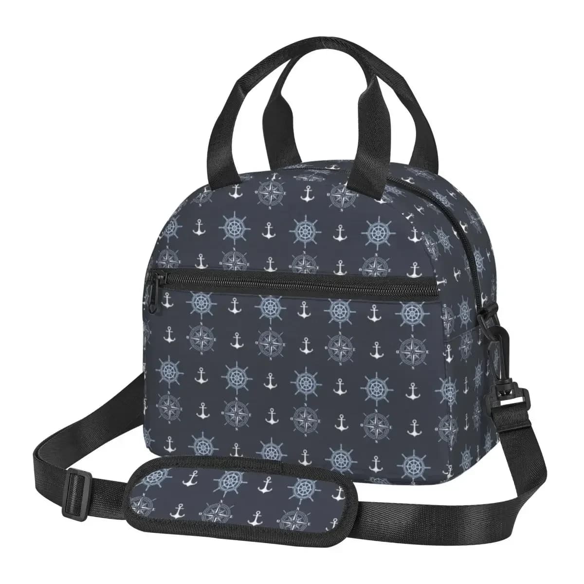 Nautical Compass Captain Anchor Boat Insulated Lunch Bag for School Picnic Storage Food Boxes Leakproof Cooler Thermal Lunch Box