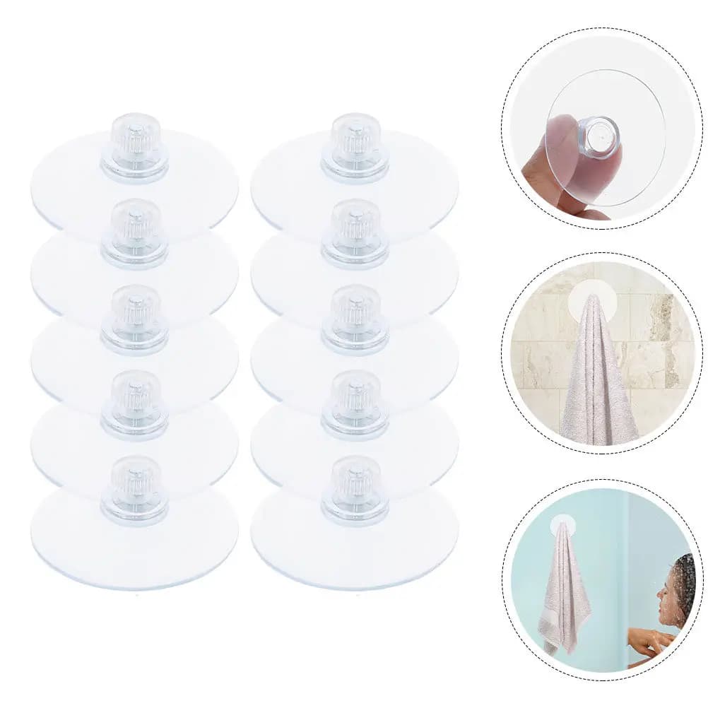 10 Pezzi Ganci a Ventosa Antiscivolo in PVC Trasparente Resistenti per Finestre Specchi Vetri, Forte Tenuta, Appendiabiti per Bagno e Doccia