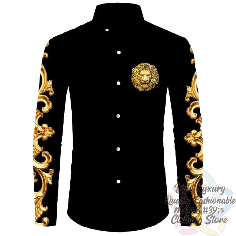 Men's shirt 3d high definition printing lion palm pattern men's long-sleeved shirt fashionable casual outdoor large size xs-6xl