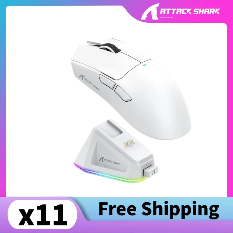 Attack Shark X11 Bluetooth Wireless Mouse Triple Mode Touch Screen Dock Magnetic Refill Mouse Ultralight Macro Game