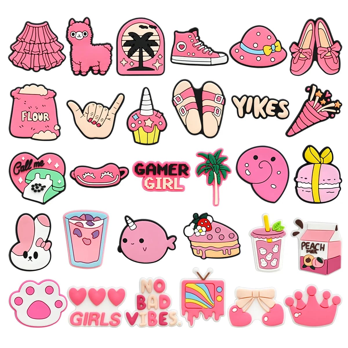 Nuovo 1 pz PVC Rosa Cartoon Ragazze Scarpe Pendenti e Ciondoli per Crocs Distintivo FAI DA TE Perni Per Bambini Decorazione Jeans Accessori per Scarpe X-mas All'ingrosso