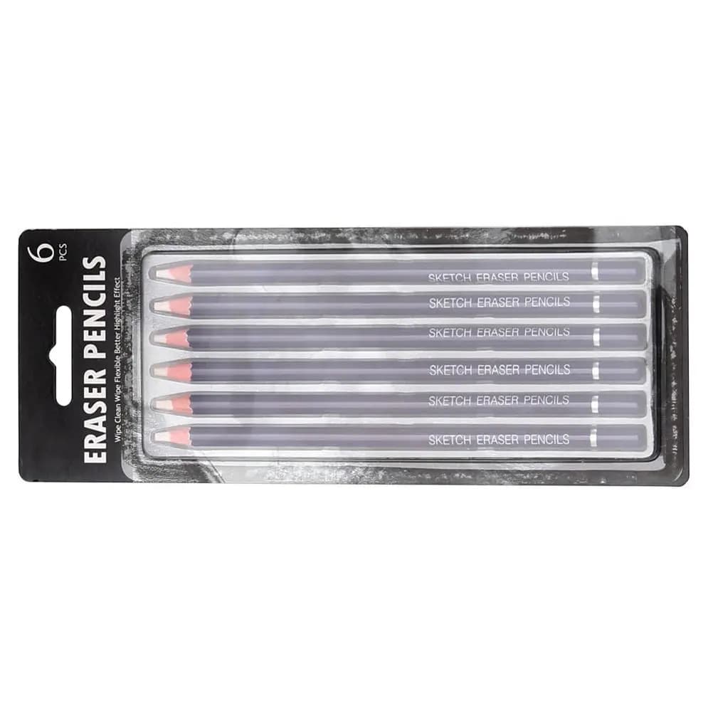 Set di 6 Gomme per Cancellare a Forma di Matita, Evidenziatori in Gomma, Gomme per Schizzi, Gomme Tipo Penna per Disegno, Materiale Scolastico