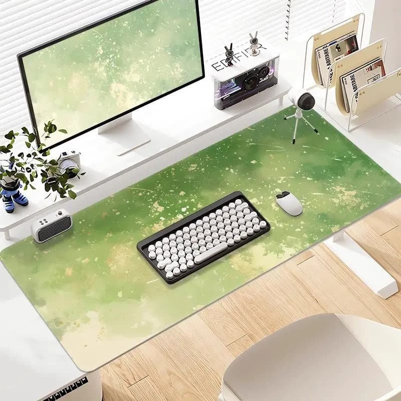 Tappetino per mouse verde con paesaggio, protezione occhi oversize, dipartimento di guarigione delle piante verdi, studio, tappetino da tavolo per ufficio sul campo, protezione per il polso