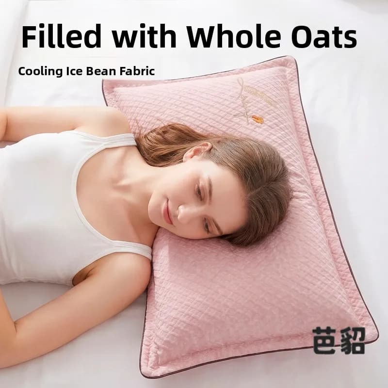 Summer Ice Bean Cool Mat Pillow Pair Home Use Single Silk Cool Pillow Student Buckwheat Pillow Core Detachable Rectangular Shape
