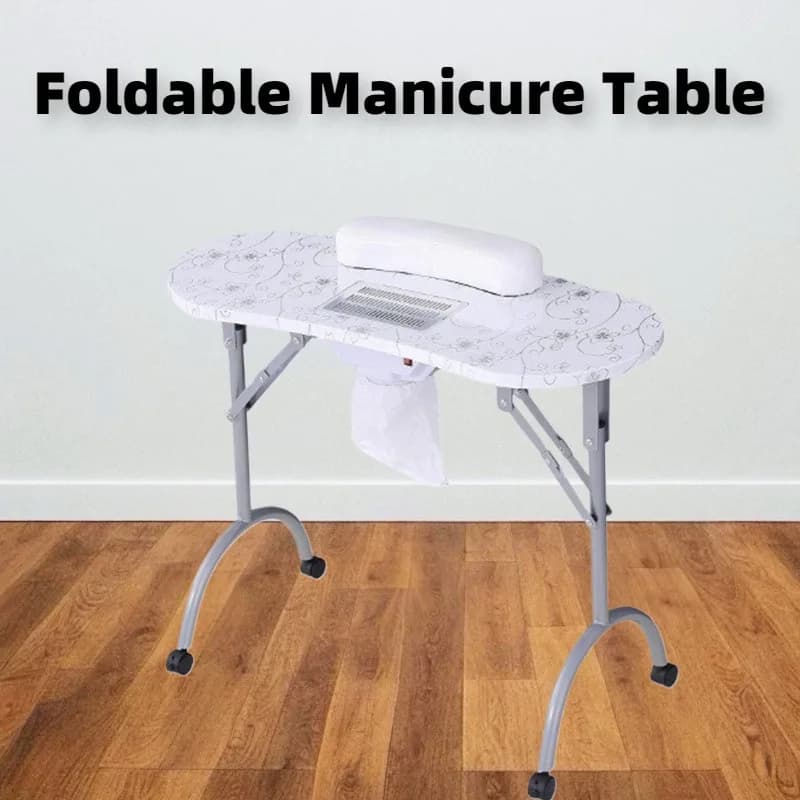 Portable manicure table Foldable manicure desk lamp Beauty table with vacuum cleaner Manicure table