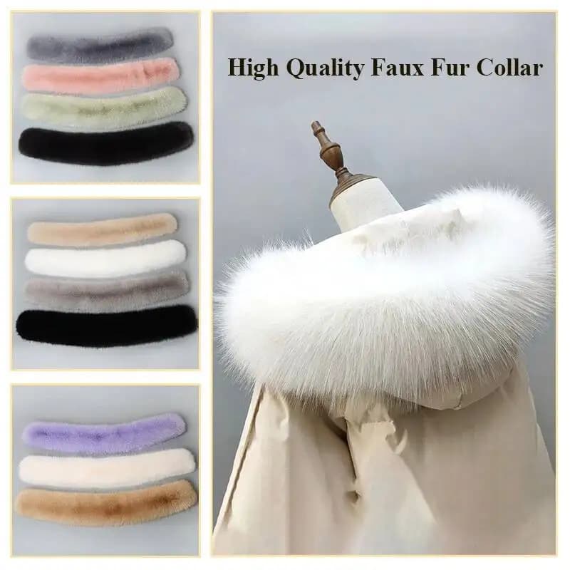 Cappotto invernale collo di pelliccia pelliccia sintetica Trim felpa con cappuccio pelliccia per cappuccio collare Decor sciarpa di pelliccia finta donna sciarpe pelose scialle staccabile fai da te