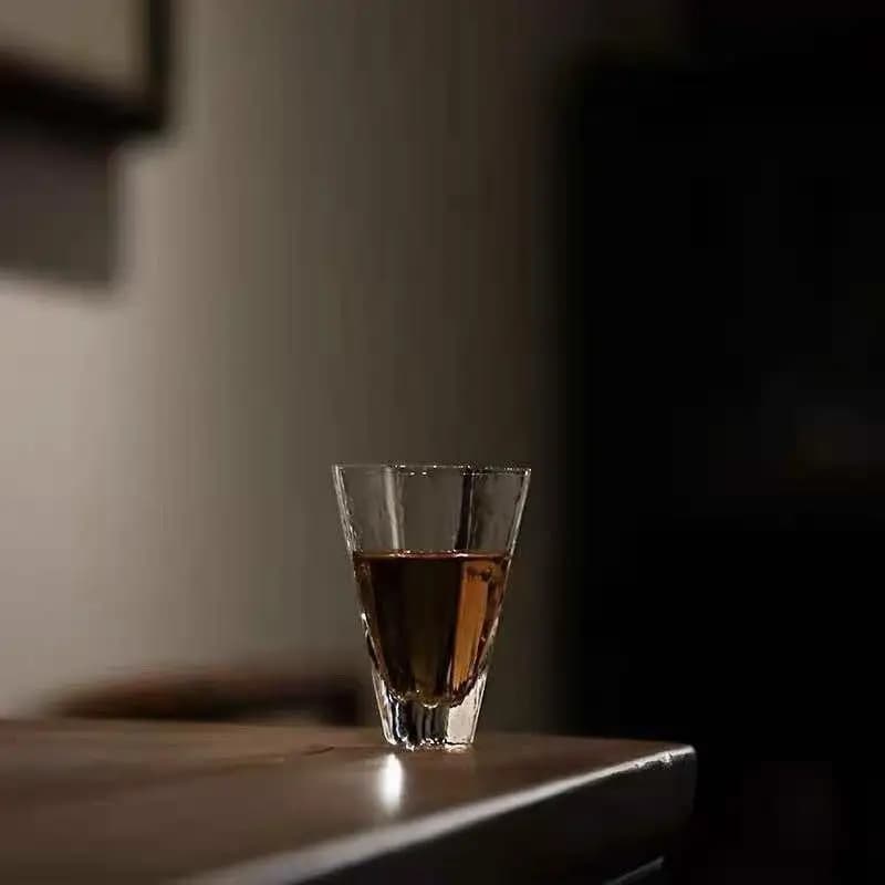 Japanese Style Glass Tea Cup 50ML,Handmade Sake Cup,Bar Tasting Glass,Transparent Liquor Drinking Glass,Elegant Cup