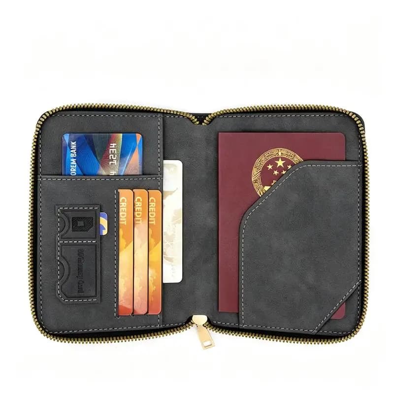 Nuovo Portafoglio Blocca Segnali con Cerniera, in PU Spesso, Antifurto, Organizer da Viaggio, Porta Carte Sottile, Borsa Portaoggetti, Essenziali da Viaggio